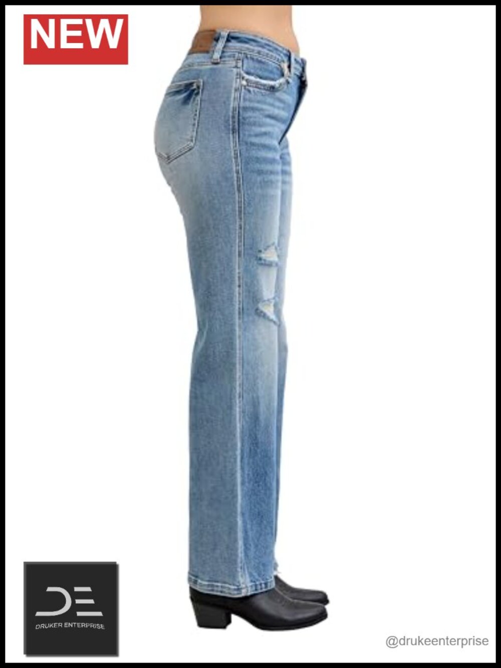 Judy Blue Mid Rise Straight Rigid Magic Destroy Jeans - Picture 2 of 4